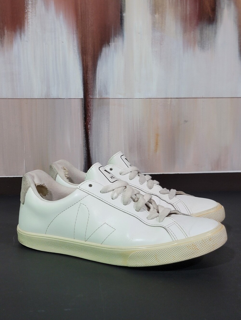 VEJA Esplar Women's Leather Low Top Trainer Women Sneaker White Size US7 EU38